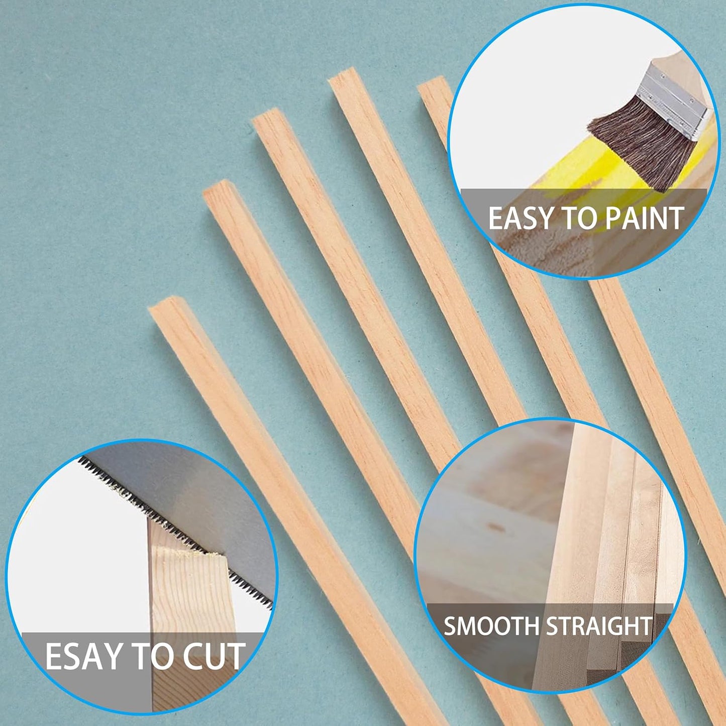 240Pcs Wood Square Dowel Rods 1/8 x 1/8 x 12 inch,Balsa Wood for Crafts,Model Making (1/8"x12"-240pcs)