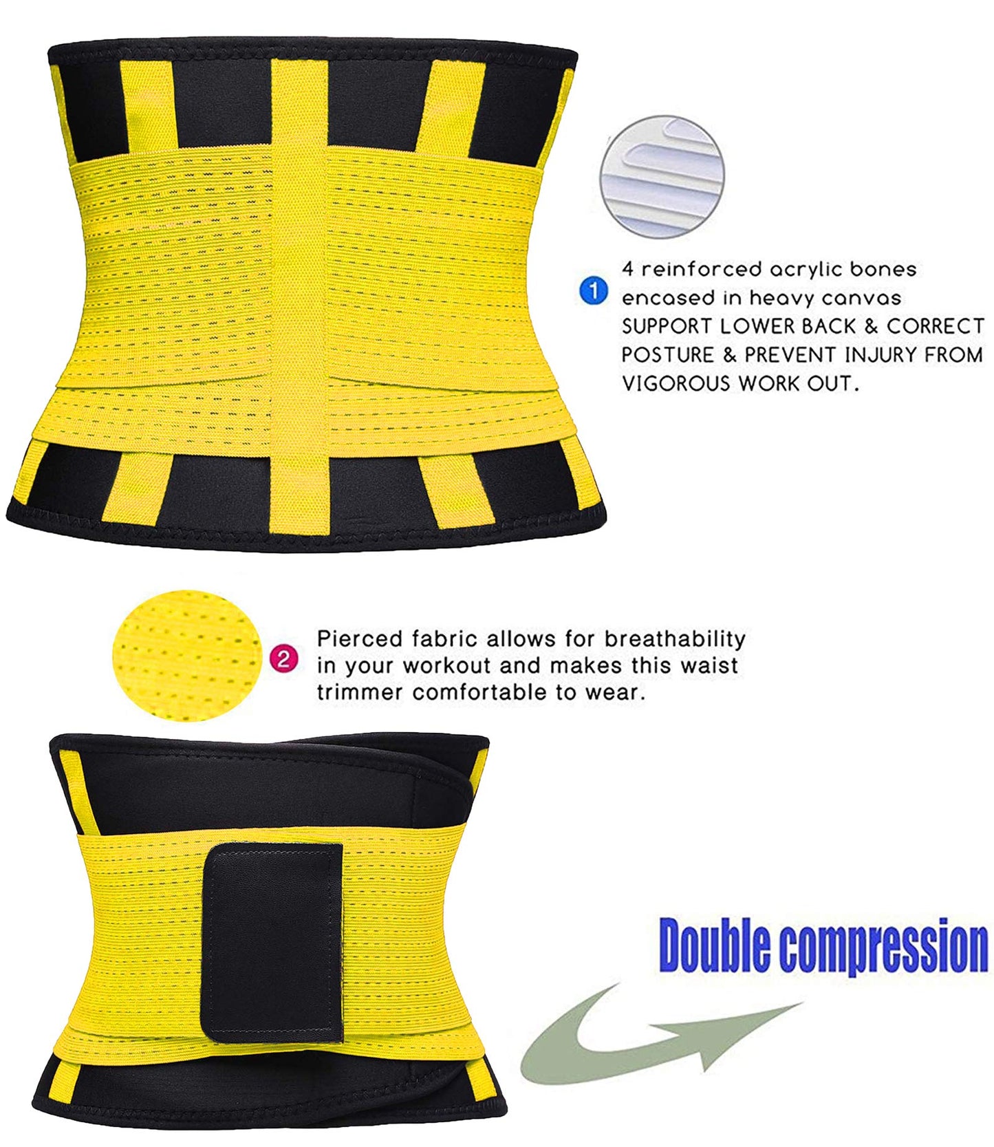 VENUZOR Waist Trainer Belt for Women - Waist Cincher Trimmer - Slimming Body Shaper Belt - Sport Girdle Belt (UP Graded)(Yellow,XX-Large)