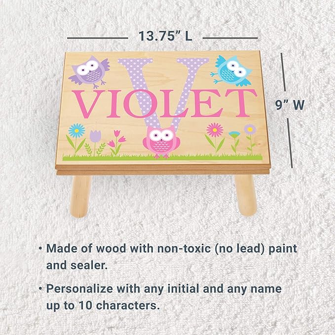 Let’s Make Memories Personalized My Own Name Step Stool - Children’s Step Stool - Sturdy Wood – Non-Toxic Paint, Sealer - Jungle Design - Espresso - 14’Wx9.25”Lx8.75”H - Ages 3+