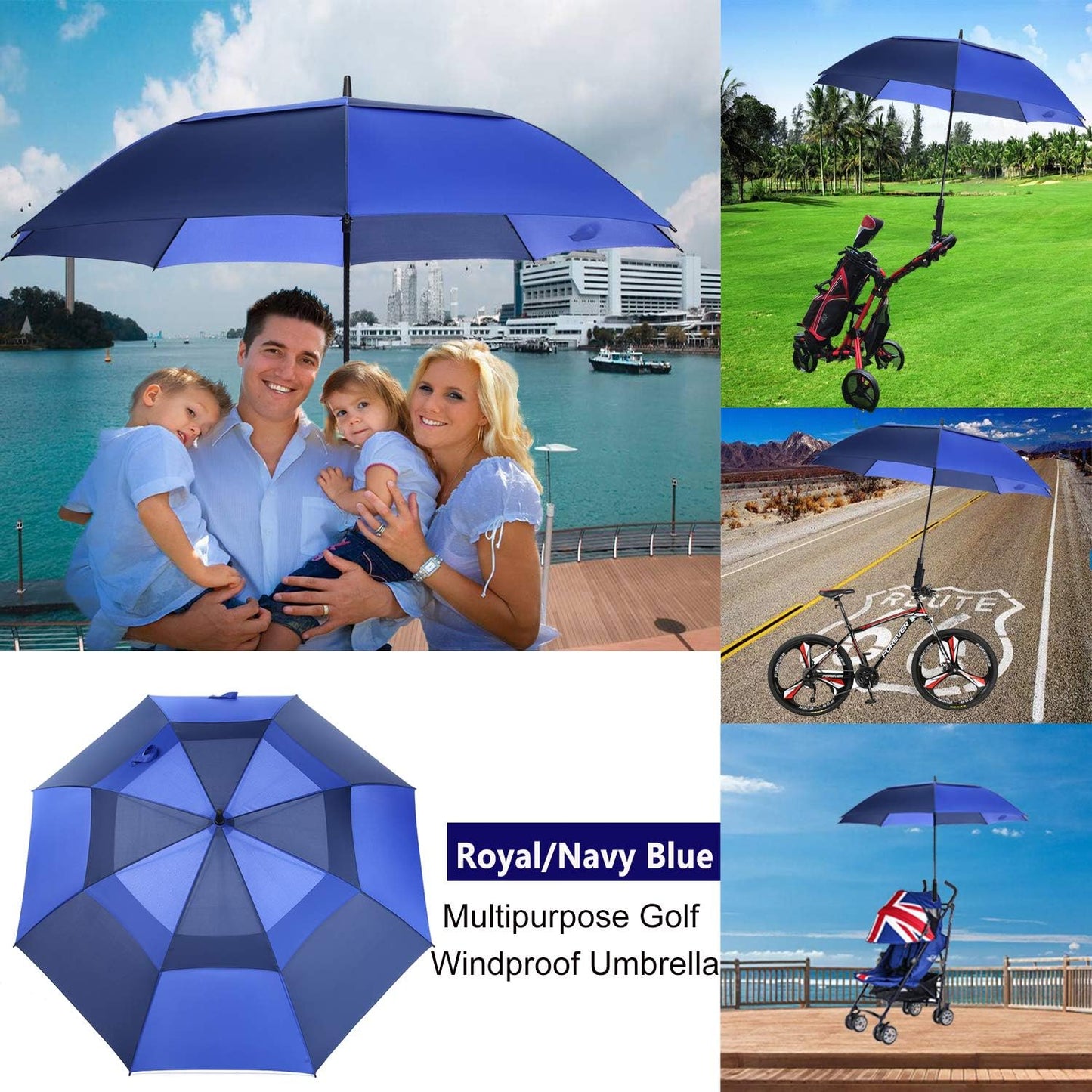 MRTLLOA Extra Large Golf Umbrella, 54/62/68/72 Inch Automatic Open, Oversize Double Canopy Vented Windproof Waterproof Sports Umbrellas for Rain