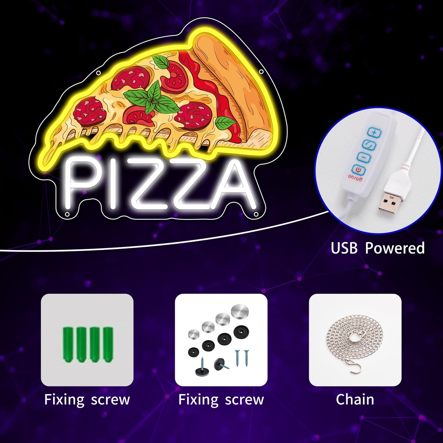 Pizza Neon Sign For Wall Decor  Dimmable Pizza Led Signs  Usb Powered Neon Light Sign For Shop  Home  Man Cave  Bar Pub  Neon Gifts