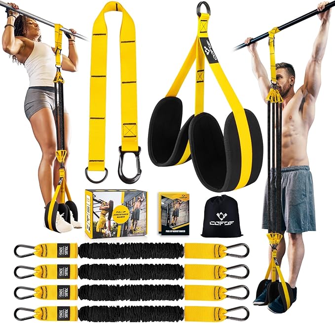 Pull Up Assistance Bands, 4 Adjustable Heavy Duty Resistance Bands for Pull Up Bar, Pull Up Assist Bands with Fabric Feet/...