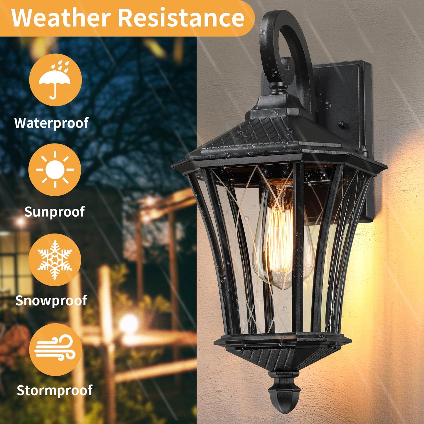 Ysn 16 Large Outdoor Wall Lights 2 Packs  Black Exterior Lighting Fixture Outdoor Sconce Lights  Waterproof Outside Lights For House With E26 Socket  Outdoor Lanterns For Porch  Garage  Farmhouse
