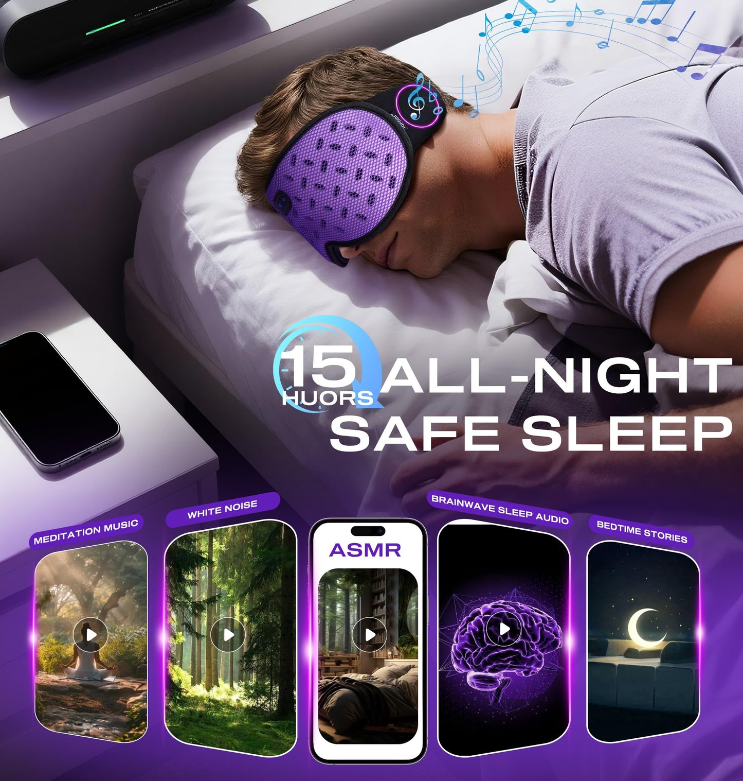Sleep Mask Headphones Bluetooth 5.4 with 3D Removable Hot & Cold Compress, TOPOINT Weighted Eye Mask Blackout Soft, Cooling Breathable for Women Men Deep Sleep Relax Tired Eyes Migraine Office Travel