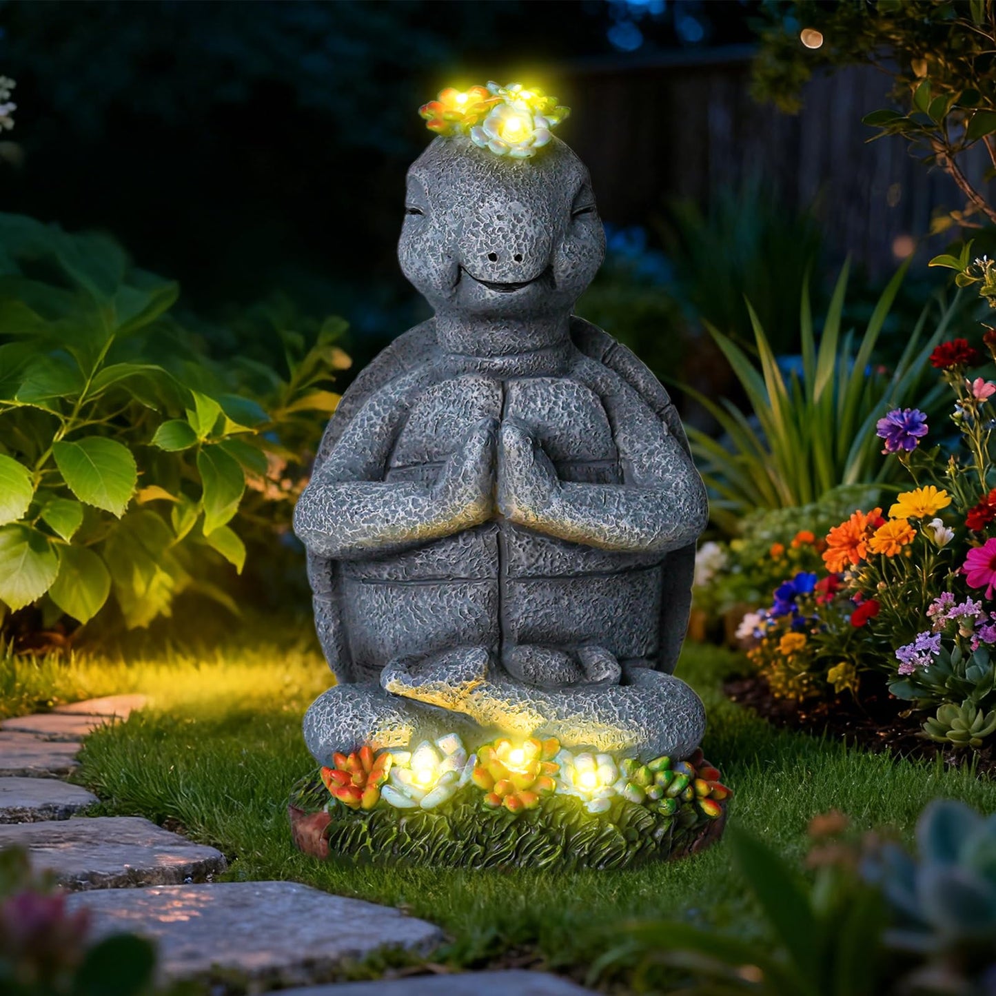Pohabery Solar Turtle Decor Garden Turtle Figurines With Led Light Birthday Gifts For Women Turtle Outdoor Decor For Patio Yard Garden Home Decor