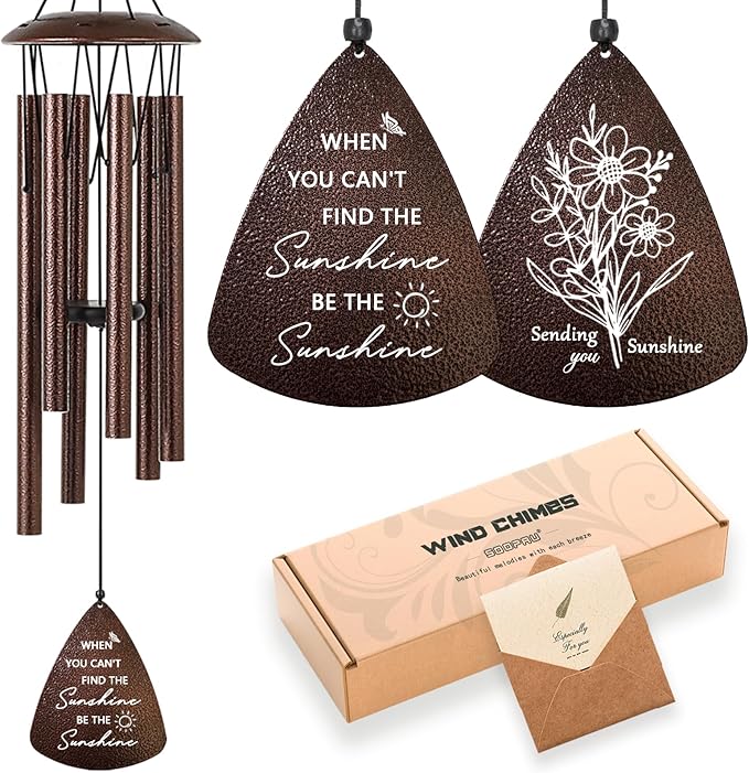 Get Well Gifts for Women Men, 32" Bronze Wind Chimes Inspirational Gifts for Women, Cheer Up Positive Sending You Sunshine...