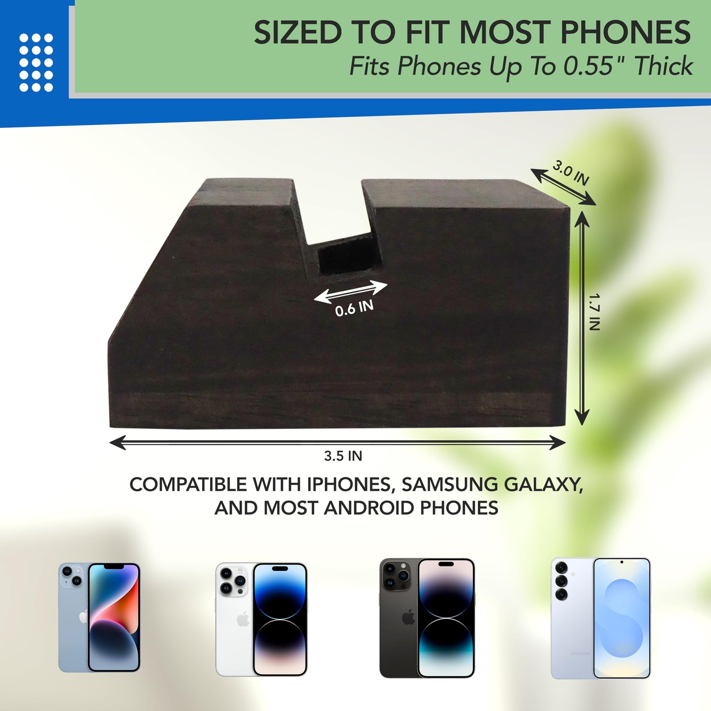 Ecoleafy Dot Wooden Phone Stand- Cellphone Stand For Desk, Bedside Or Nightstand- Minimalist Phone Amplifier Suits Android Or Ip