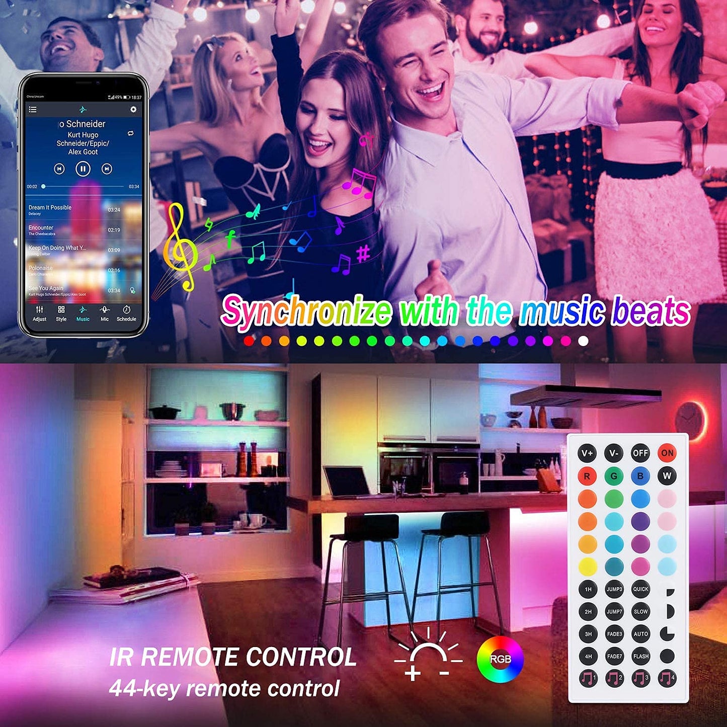 Aled Light 5050 Rgb Led Strip Kit, 10M/600Leds, Non-Waterproof, Color Changing, Model Al103001, Includes Ir Remote & Power Supply