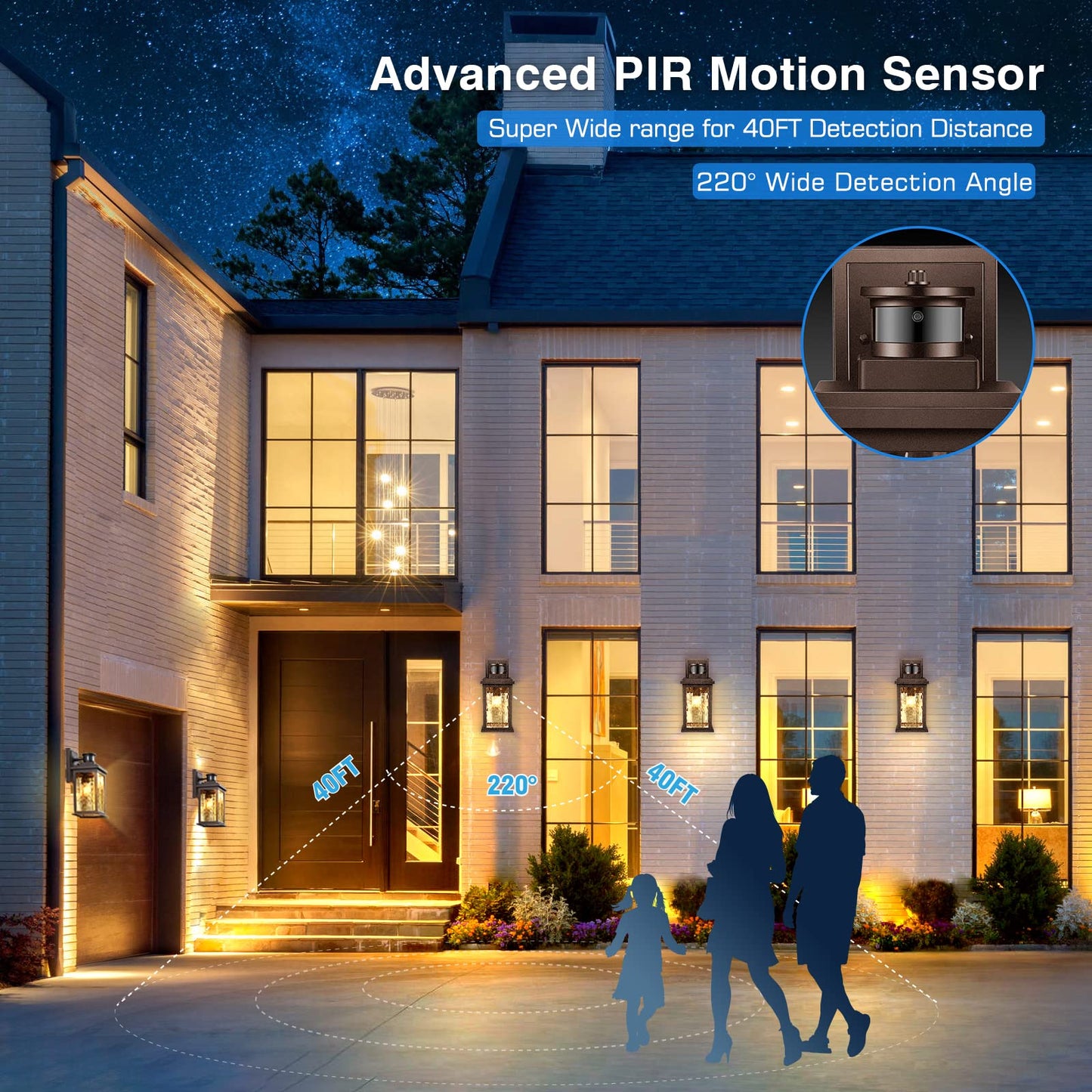 VIANIS Outdoor Motion Sensor Wall Lantern, Aluminum, Oil-Rubbed Bronze, Waterproof, Model V81011BR