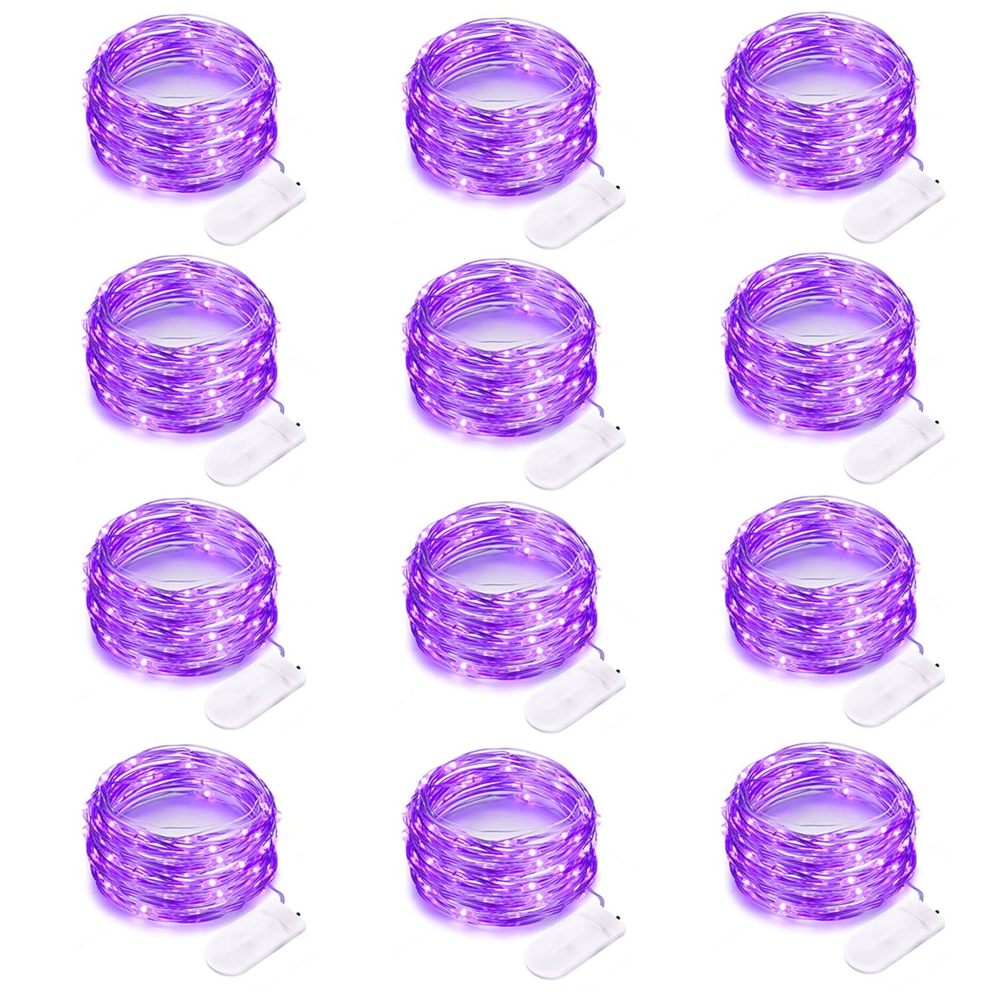 Yiaht 12 Pack Battery Operated Purple Halloween String Lights 7 Feet 20 LED Waterproof Mini Lights for Indoor Outdoor Decor
