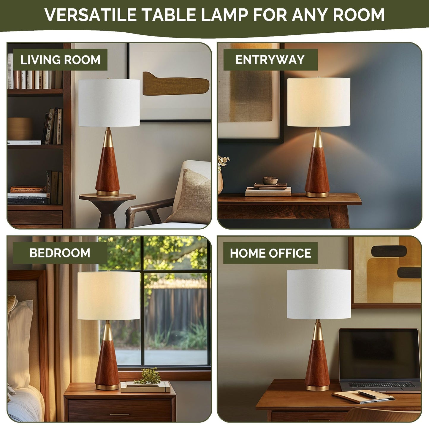 Ink+Ivy Chrislie Gold White Mid Century Modern Table Lamp, 13.5W X 13.5D X 26H, Rubber Wood & Iron, Model Ii153-0006