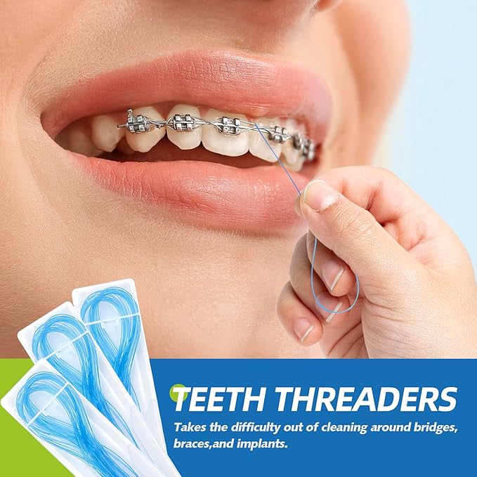 RioRand Floss Threaders,Essential Tool for Maintaining Oral Health with Braces, Bridges, and Implants 150 Count (Pack of 3)