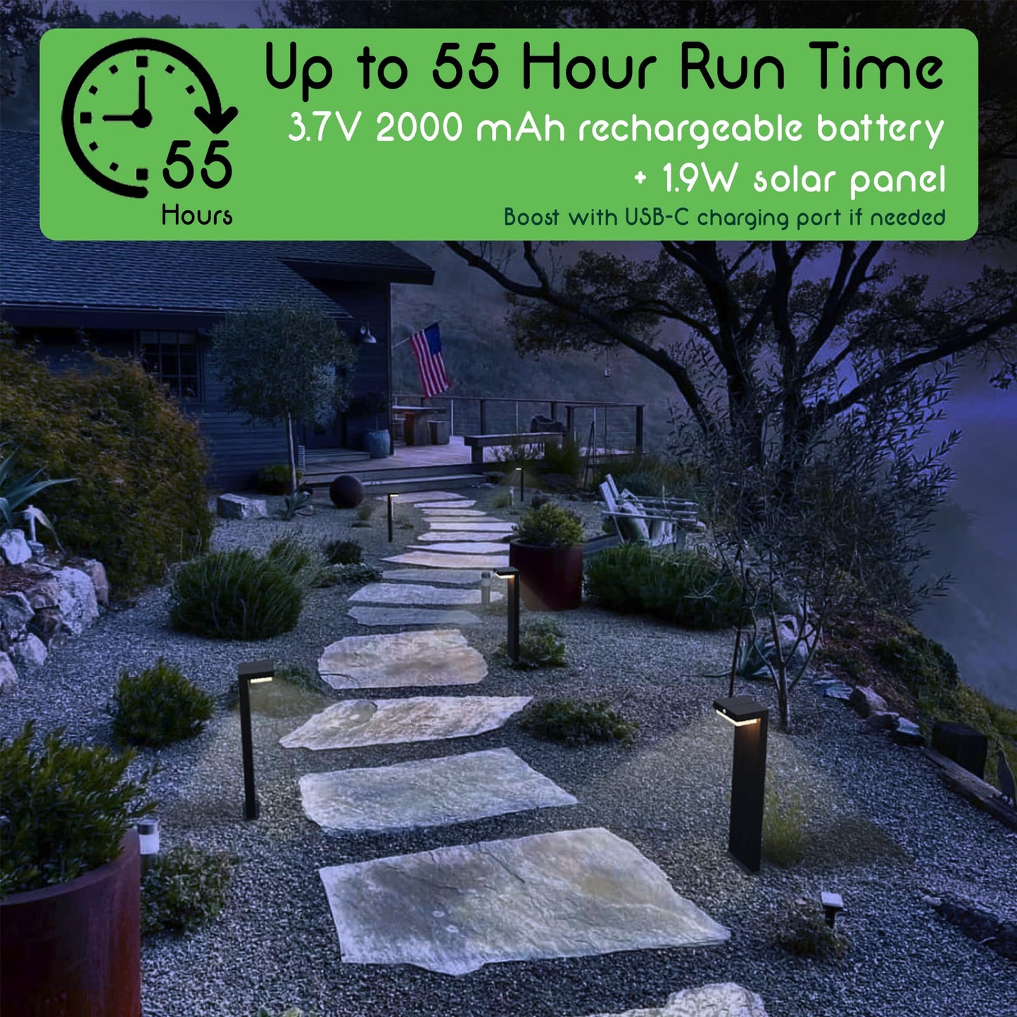 Verluce - Solar Pathway Lights - Walkway Solar Lights For Outside - Pir Sensor & Two Lighting Modes - Rechargeable Battery Lasts Up To 55 Hours - 3000K - Ip44 Weather Resistant - 4 Pack - 20.5 Height