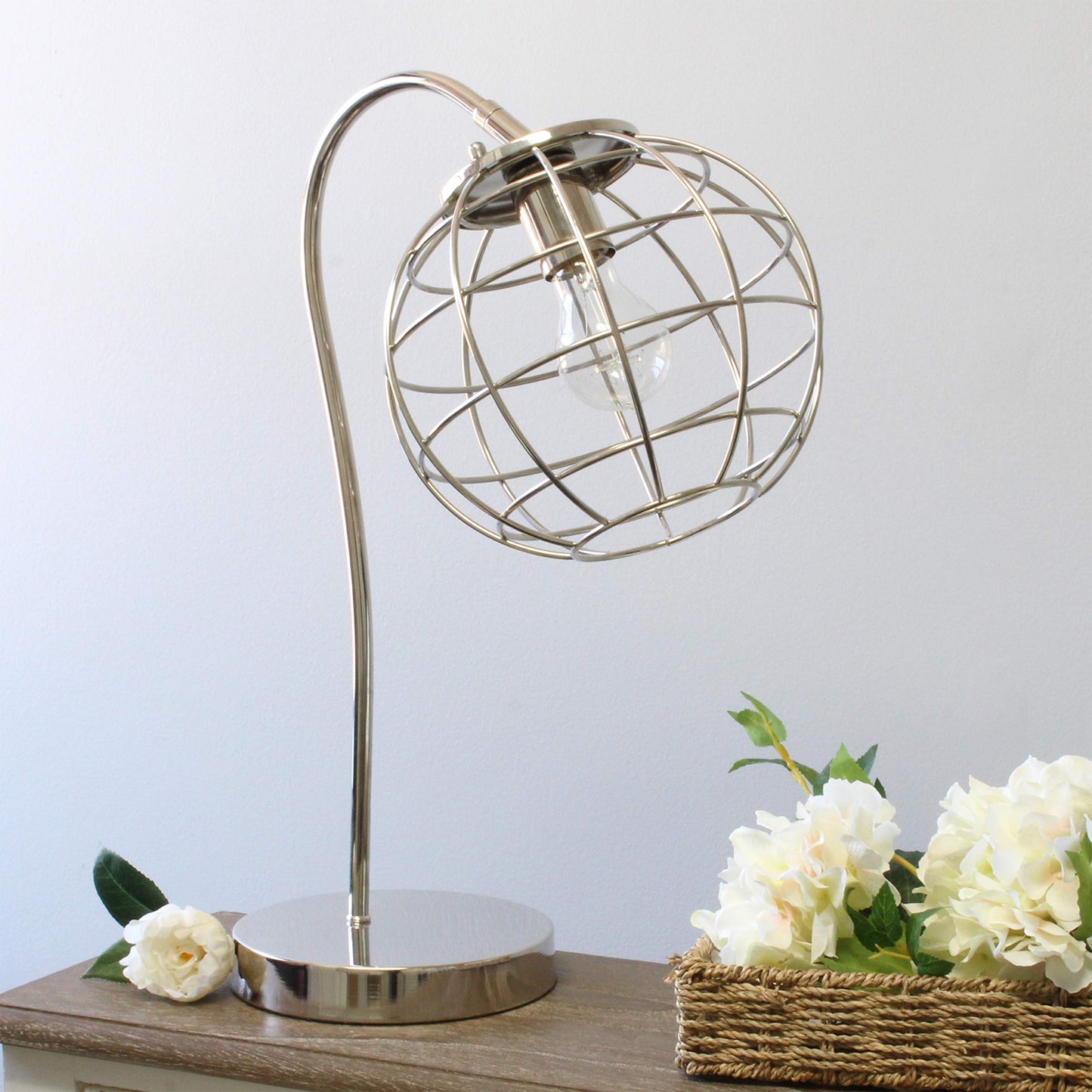 Elegant Designs LT2068-CHR Metal Table Lamp, Chrome Finish, Caged Design