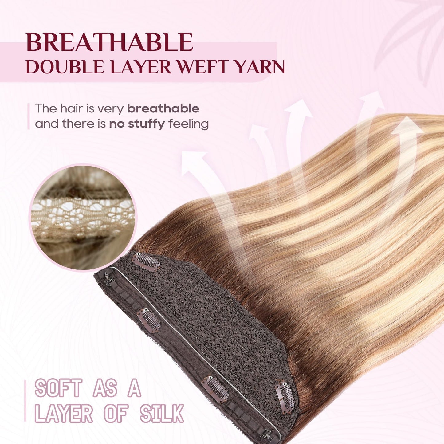 Halo Hair Extensions - Dark Brown to Gold Blonde and Bleach Blonde Adjustable Size Removable Secure,Halo Extensions Real Human H