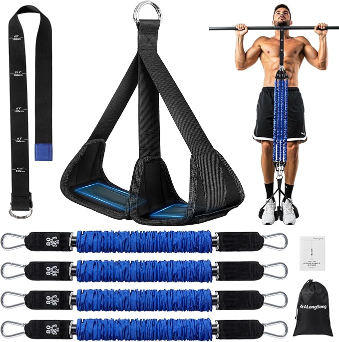ALongSong Pull Up Assistance Bands with Foot Support Pedal - Upgraded Heavy Duty Resistance Bands Adjustable Weight/Height...