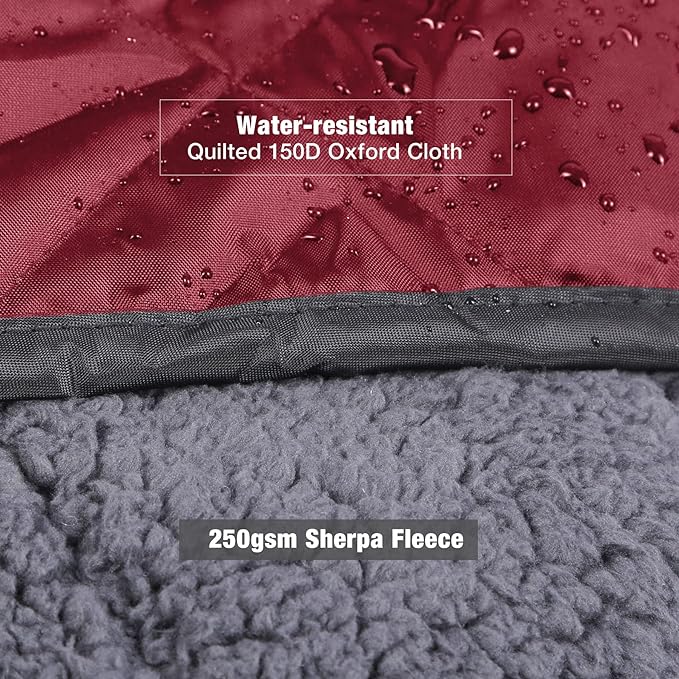 REDCAMP Large Camping Blanket with Sherpa Lining, Cold Weather Warm Outdoor Blanket Windproof for Camping Stadium, Machine Washable 59"x 79" Red