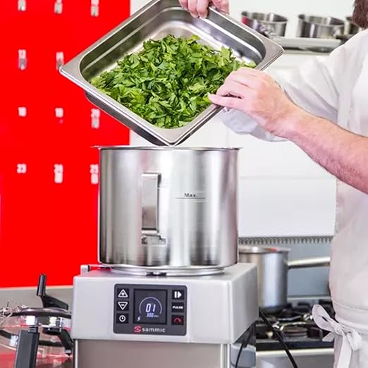Sammic CK-48V (1050822) Combi Vegetable Prep and Food Processor, 1300 lbs./hr., Variable Speed, Reverse, 5 Prep and 10 Cutter Speeds, 8L Stainless Bowl, Serrated S-Blade, 3 HP, Countertop