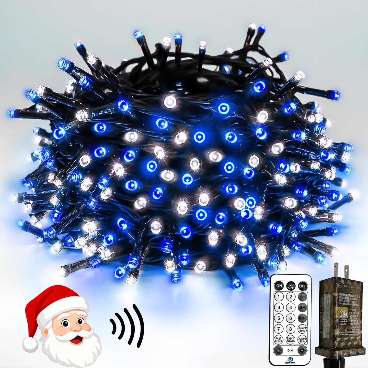 Voice Controlled Christmas Lights With Remote  99 Ft 300 Led String Lights Indoor Outdoor With 12 Modes 3 Timers  Dimmable Twinkle Light Plug In Waterproof For Xmas Tree Party Decor  White And Blue