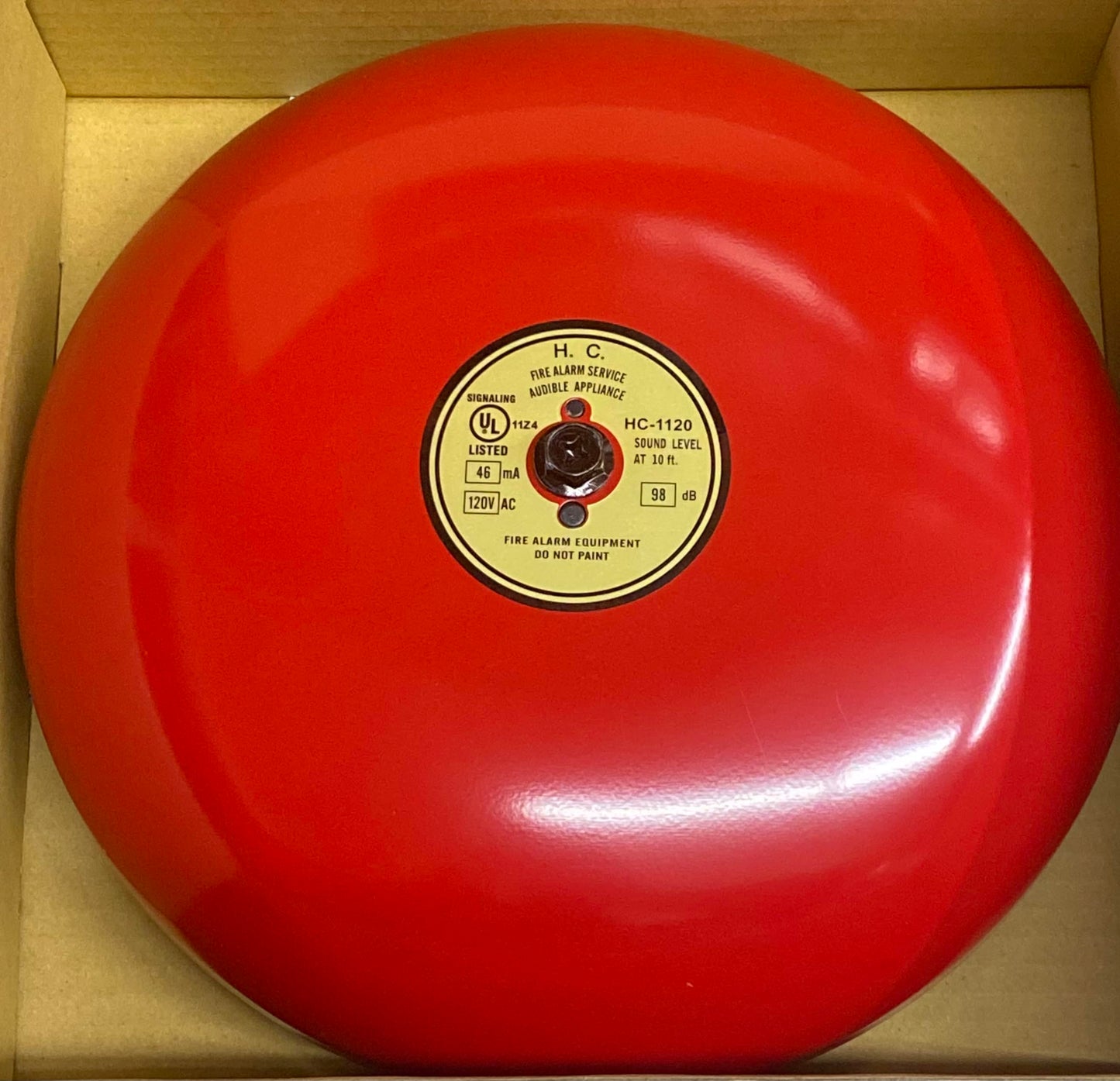 Red Fire Alarm Bell, 6 Inch 120 Volt AC