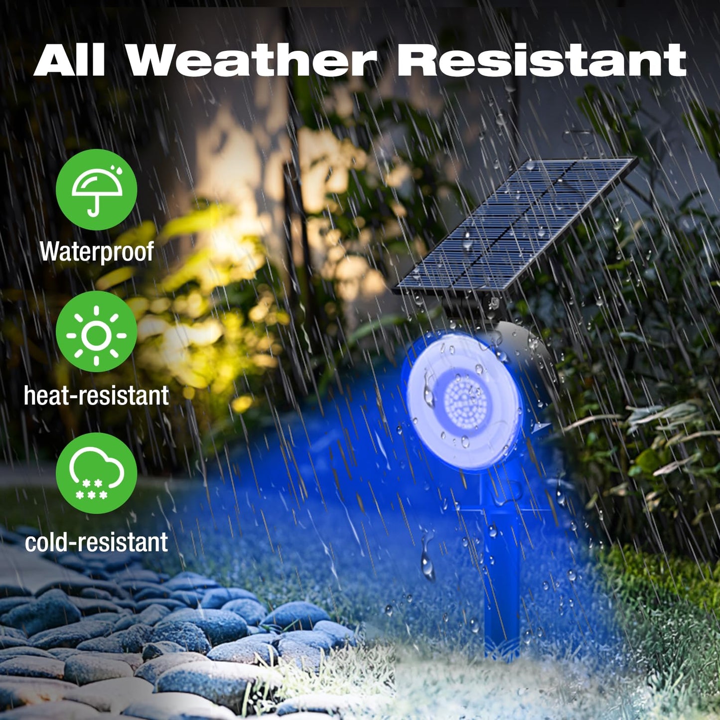 Nipify 2 Pack Solar Spot Lights Outdoor Waterproof  Solar Spotlight Light For Outside Yard Landscape Lighting Pathway Lights Wall Auto On/Off  Blue