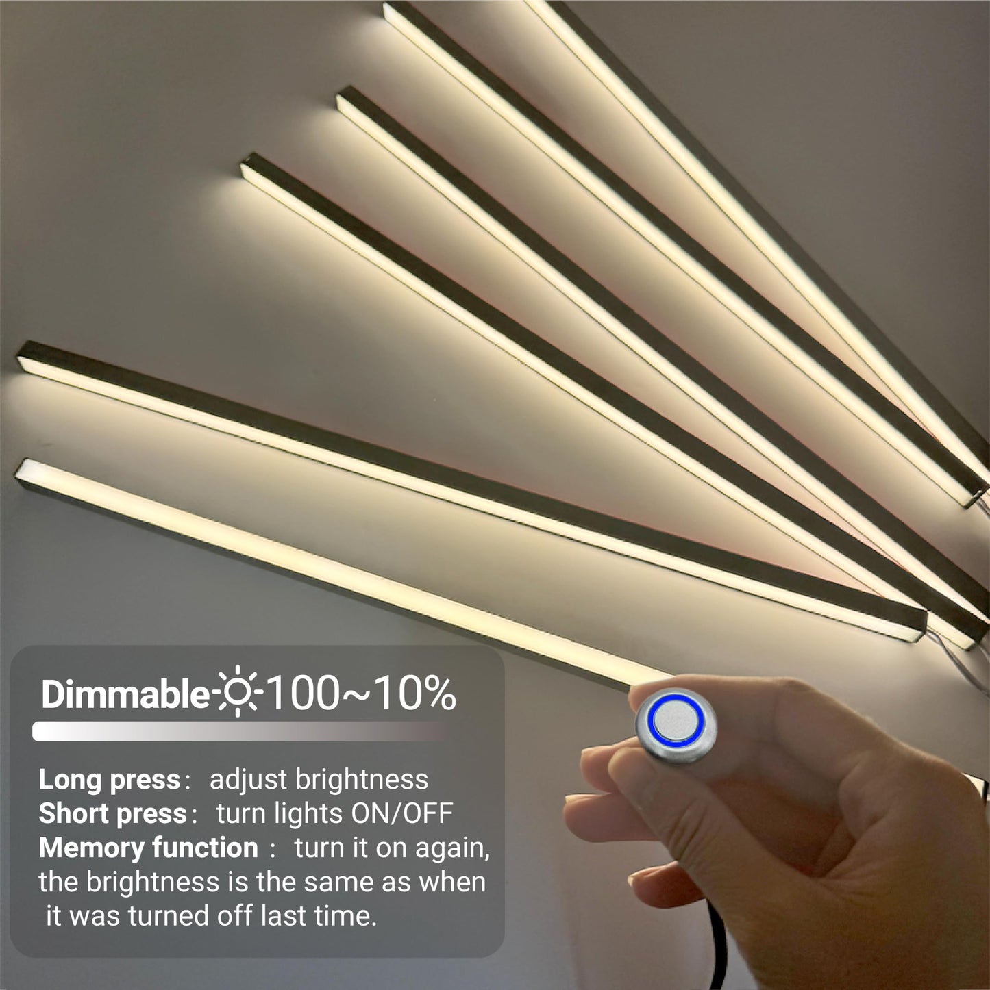 Hamrvl Led Recessed Lighting For Wood Slat Wall Panels - Dc12V 6Pcs 16In Self-Adhesive Wall Panel Lights With Smart Switch For Acoustic Panel Headboard Stair Under Cabinet Lighting - Warm White 3000K