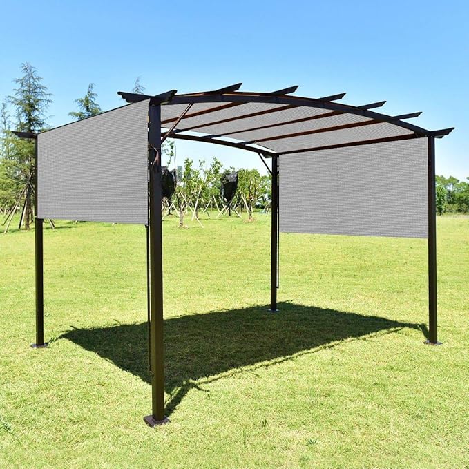 Eden's Decor Straight Flat-Edged Sun Shade Sail Rectangular 8' x 20' Grey UV-Blocking Outdoor Canopy Fabric Cloth Awning for Pergola Patio Garden Backyard Custom Size