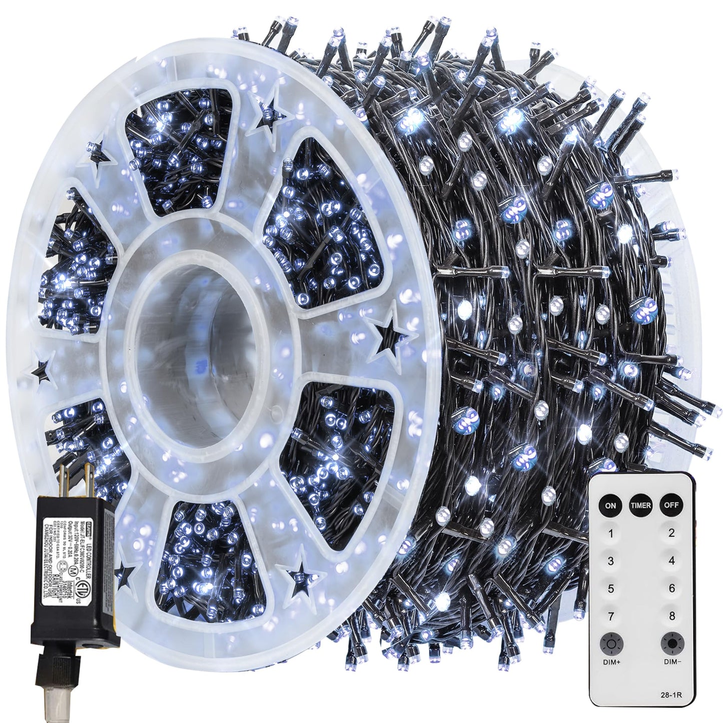 Tw Shine Christmas Lights  600 Led 196Ft Christmas String Lights Plug-In With 8 Modes Timer And Remote  Waterproof Outdoor Decorations For Bedroom Wedding Party Yard Tree Decor  White