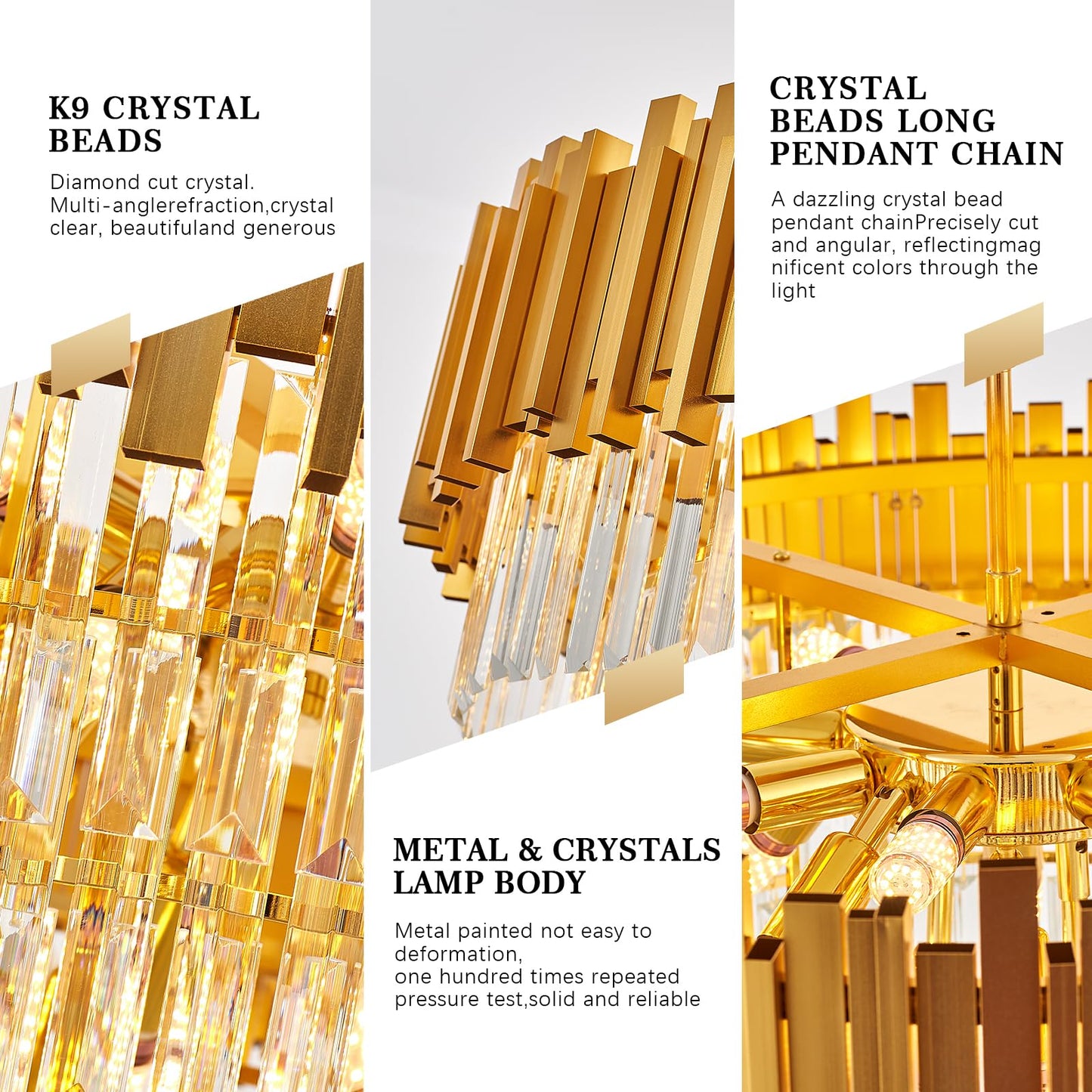 Brfaixla 18-Lights 6 Tiers Gold Crystal Chandeliers stylish 31.5 Modern Crystal Pendant Chandelier Round Hanging Lighting For Living Room Foyer High Ceiling Bedroom Restaurant