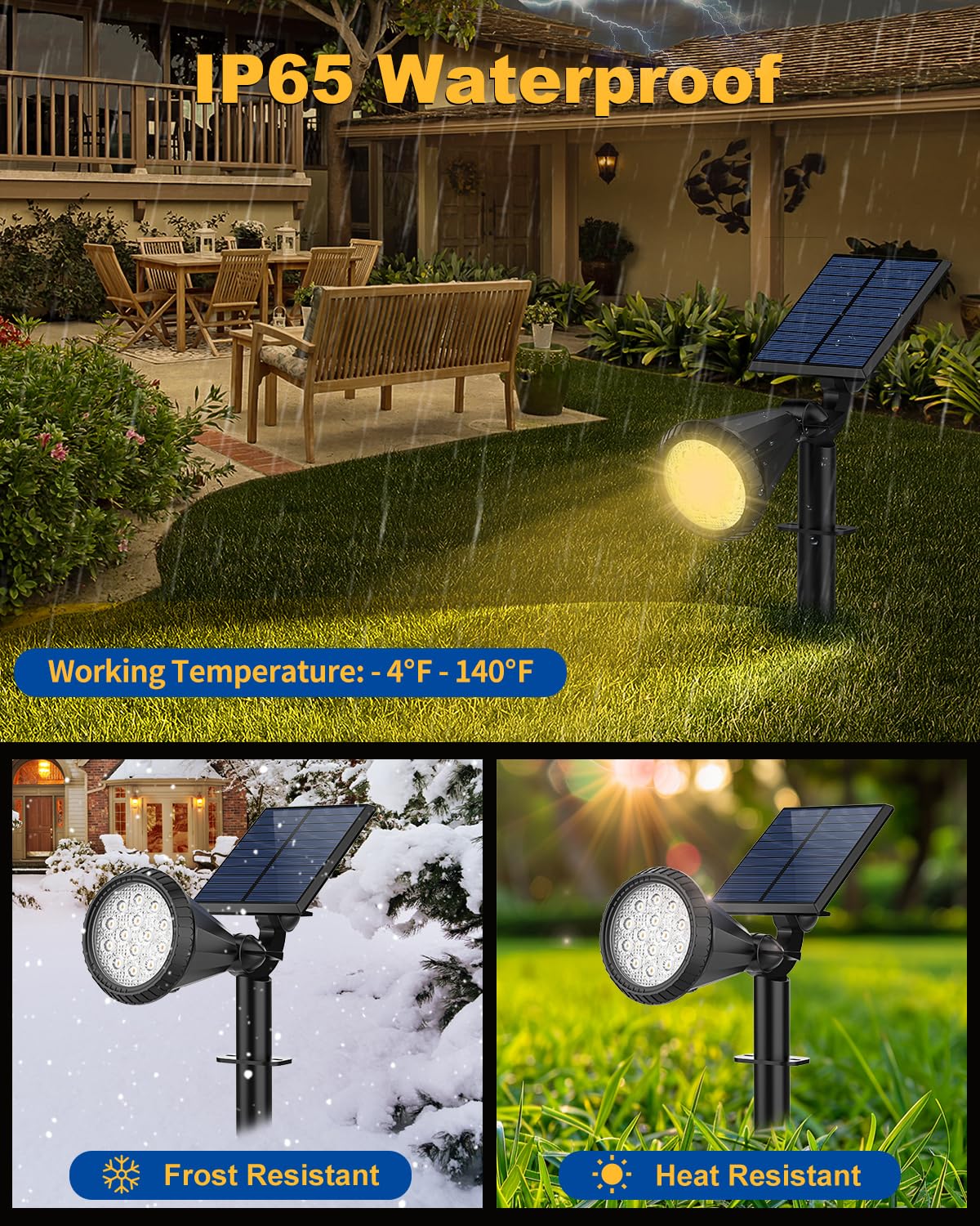 Fratink Solar Spot Lights Outdoor  10 Pack Outdoor Solar Lights For Yard  4 Lighting Mode Solar Landscape Spotlights With Auto On/Off  2-In-1 Waterproof Wall Lights For Garden  Walkway (Warm White)