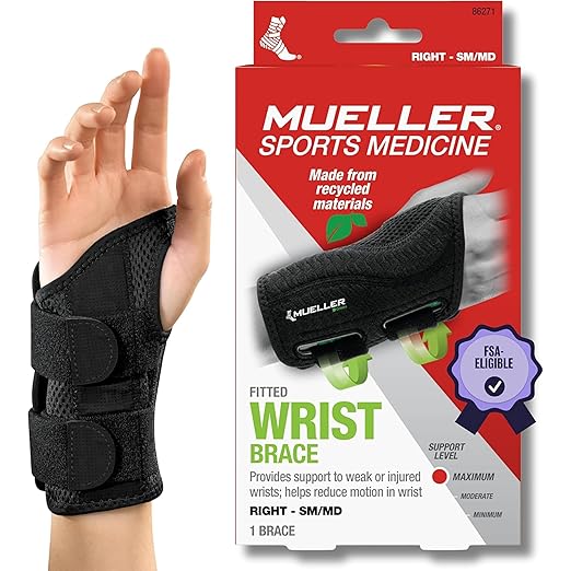 MUELLER Sports Medicine Green Fitted Wrist Brace for Men and Women, Wrist Pain Relief Support, Ideal for Carpal Tunnel, Te...