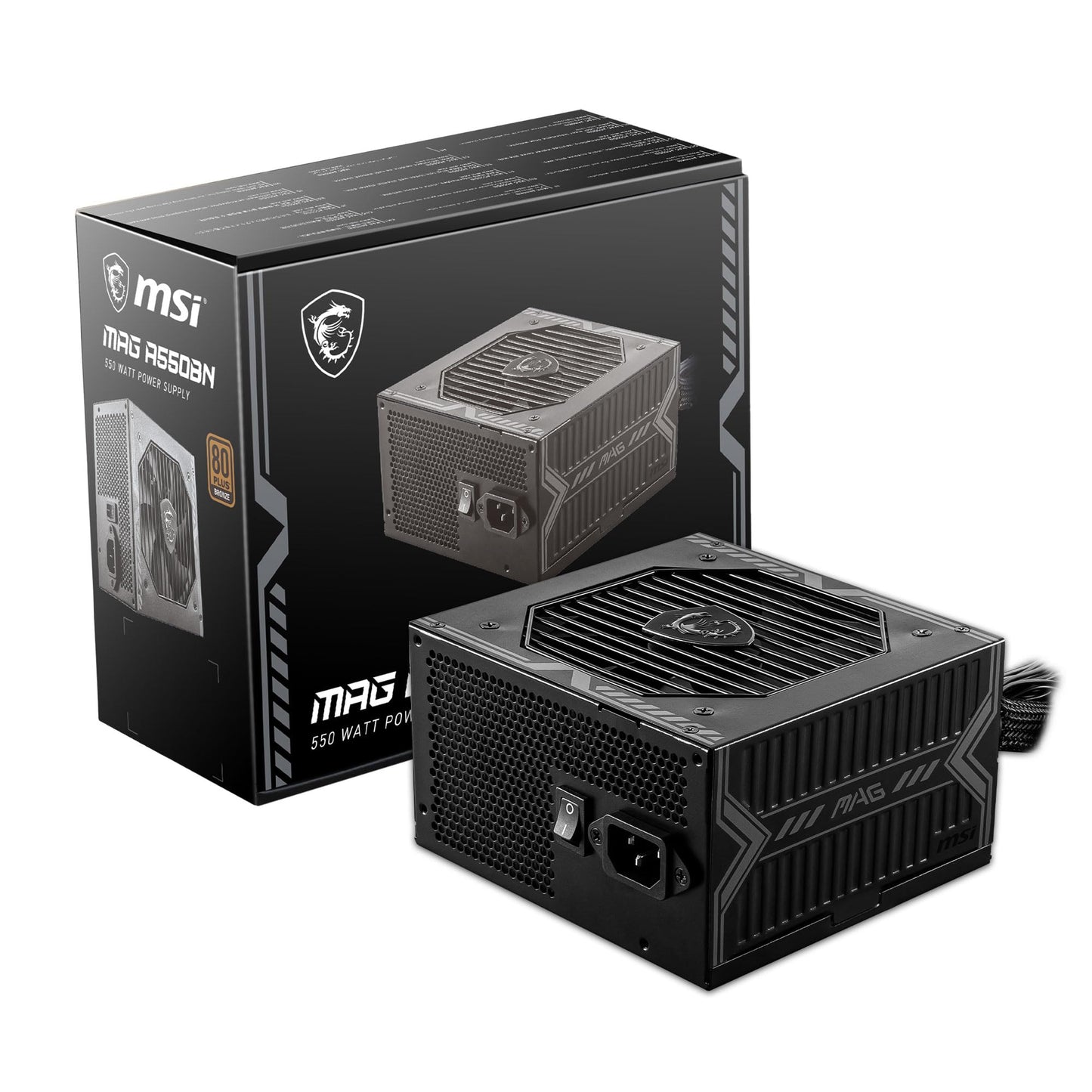 Msi Mag A550Bn, Non-Modular Compact 550W Power Supply, 80+ Bronze, Low-Noise Fan, Active Pfc Design, 5 Year Warranty