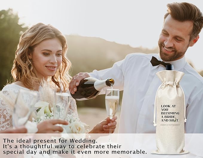 Engagement Wine Gifts Bag, Gifts For Wedding Engagement Marriage Honeymoon Bride Shower Reusable Wine Bag, Champagne Gifts Bag, Gifts For Newly Engaged Couples Bride Women Sister Friends-30