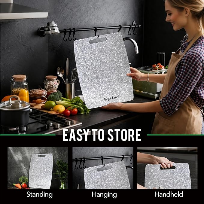 Titanium Cutting Board Set of 3, 100% Pure Titanium Cutting Boards for Kitchen, Double Sided Food-Grade Lightweight Metal Chopping Board for Meat Vegetables (16"*11"+13"*9"+9"*6")