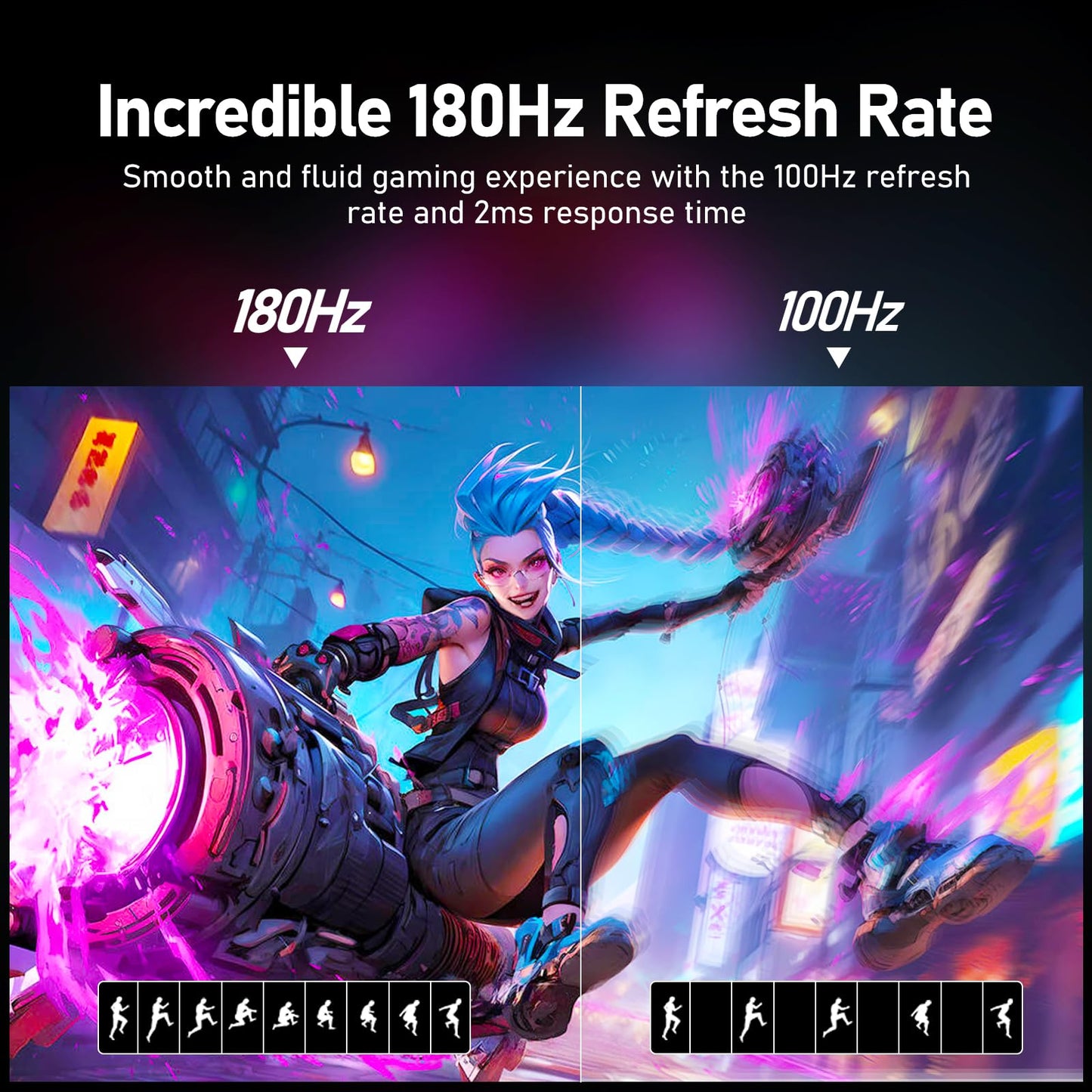 Gawfolk 27 Inch Gaming Curved Monitor, 180Hz QHD 2560x1440p PC Monitor with AMD FreeSync, Flicker-Free, HDMI 2.0, DP 1.4, Ultra-Thin Frameless 2K Computer Screen