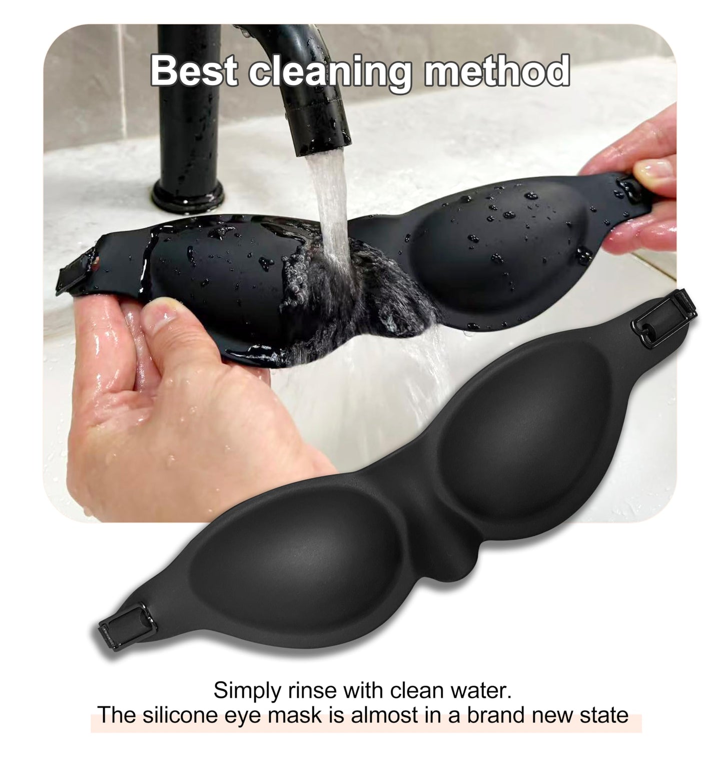 Soft Silicone Sleep Mask for Dry Eyes, Moisture Chamber Reusable Washable Eye Mask, Lightweight & Comfortable for Insomnia, Yoga, Meditation, Naps, Travel and Stress Relief