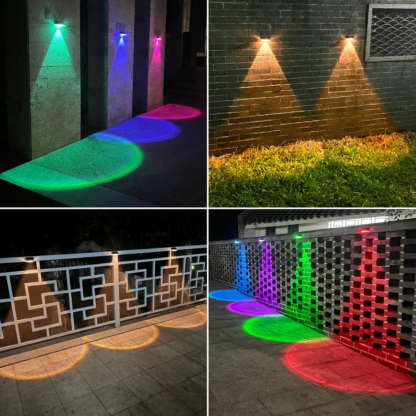 Ellasay Solar Fence Lights Outdoor: Ip65 Waterproof Rgb Solar Powered With 10 Lighting Modes - Led Lens Wall Decor For Garden Deck Patio Backyard Balcony 12 Pack