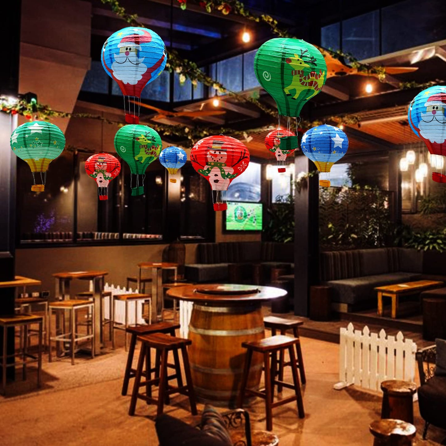 Adlkgg Hot Air Balloon Paper Lanterns Set, 12 Christmas Decor, Pack Of 5, Perfect For Parties, Weddings, And Birthdays