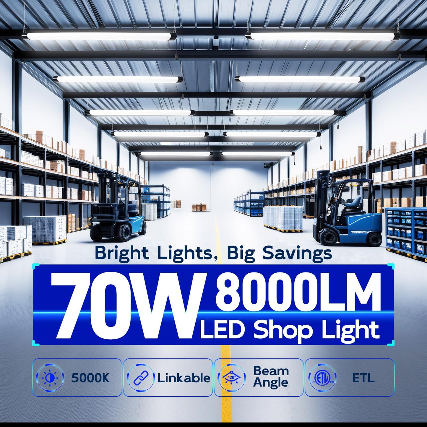 hykolity LED Shop Light 4FT 70W 8000lm 5000K Black Metal Linkable 2 Pack Model HBSP-YHZS-B5000
