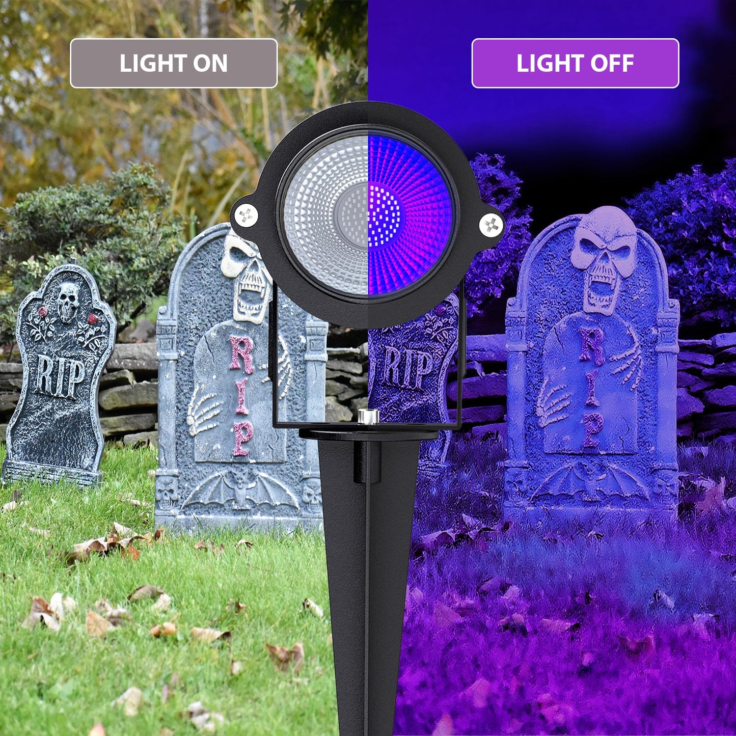 Onforu 18W Black Light Spotlight, IP65 Waterproof, 385-400nm, Plug-in for Halloween & Glow Parties, Aluminum, Black, Model A18UV (3 Pack)