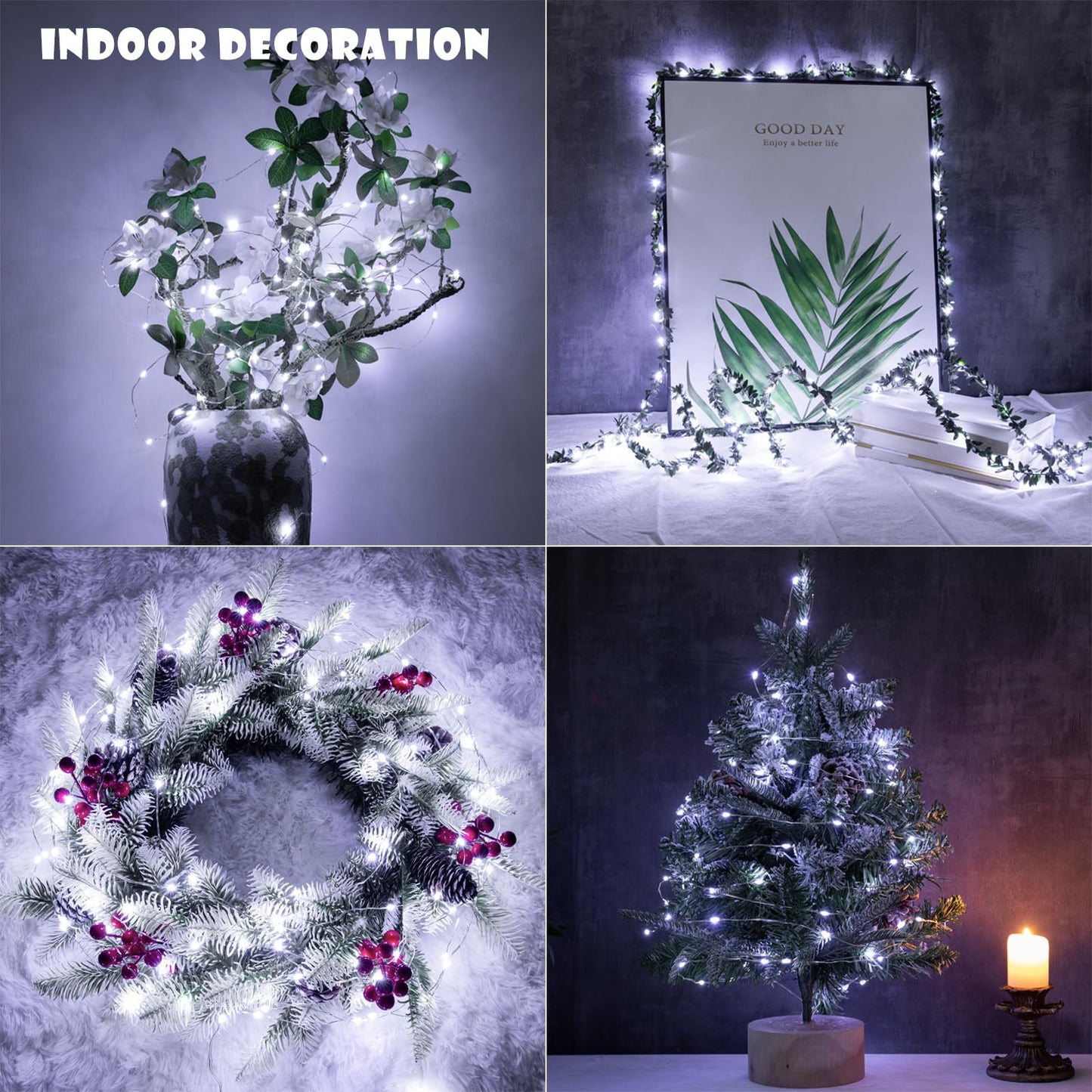 Zeluxdot Fairy Lights Plug In 100Ft 300 Leds Waterproof Led String Lights Twinkle Light With 8 Modes Remote For Outdoor Indoor Christmas Wedding Birthday Garden Party Decorations Cool White