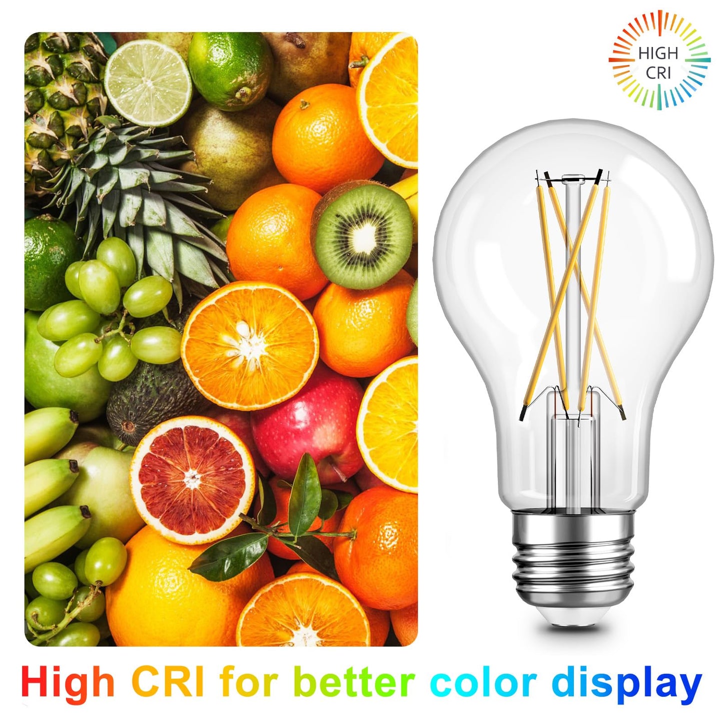 TJOY 6 Pack A19 Vintage LED Edison Bulbs, Dimmable Light Bulb 60W Equivalent, High Brightness 2700K Warm White, 8W E26 Standard Base, 800Lumens, CRI80+, Clear Glass Filament Bulb for Home, Farmhouse