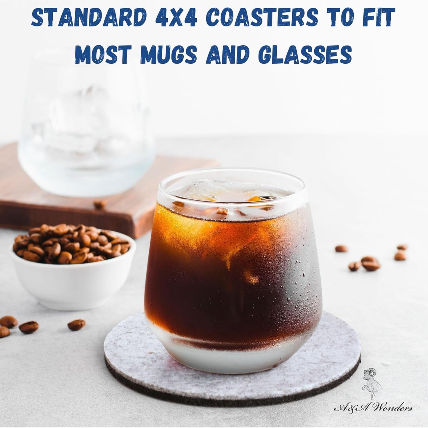 A&A Wonders Premium Felt Coasters for Drink, Two-Tone Reversible, Absorbent Felt Protects Furniture, Table, Anti Slip, Suitable for Drinks & All Table Types (Light Gray/Dark Gray, Circle 12 Pack)