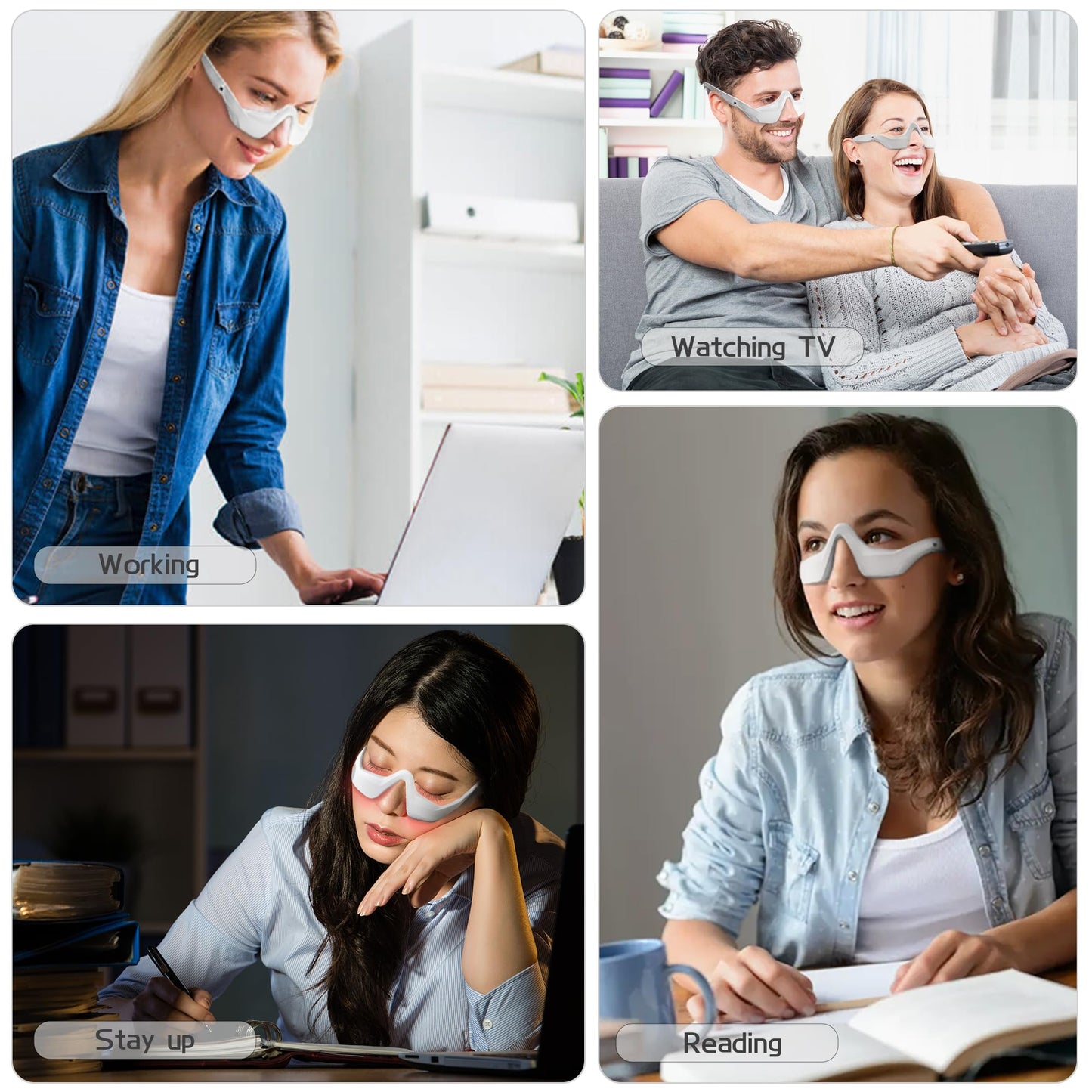 Under Eyes Red Light Therapy Glasses, Microcurrent Eye Face Massager Red Light Beauty Device with 4 Modes, Relieve Dark Circle,