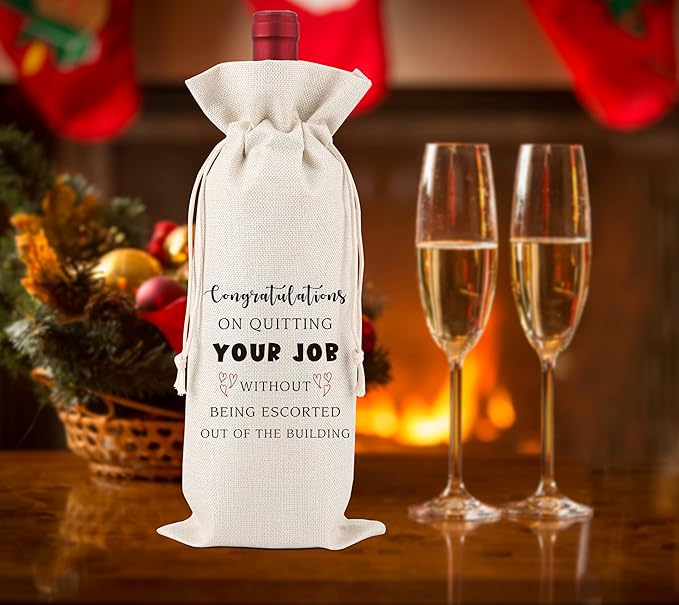Leaving Job Gifts,Coworker Leaving Gifts Wine Bags,Presents for Resigned Employees or Boss or Woman,New Job Promotion Gift,Retirement Party,New Job Gift,1 Drawstring Gift Wine Bag,Q10