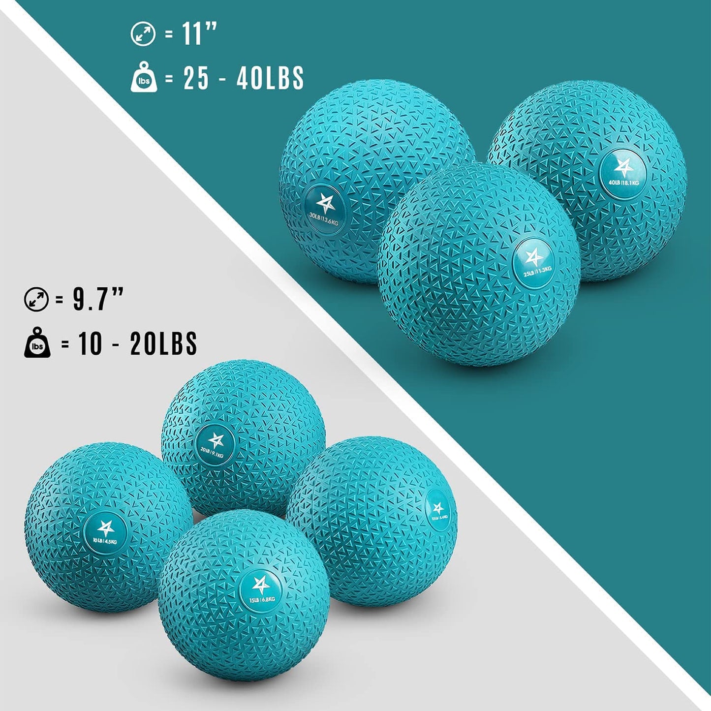 Yes4All Slam Balls, 10-40lb Medicine Ball Weight, Durable PVC Sand Filled Workout Dynamic Medicine Ball for Core Strengthen