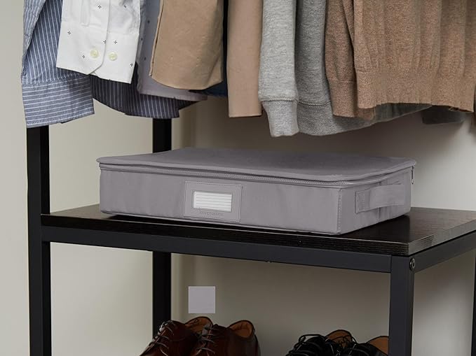 Covermates Keepsakes Flatware Storage Box - Stackable - Reinforced Handles - China Storage, Graphite
