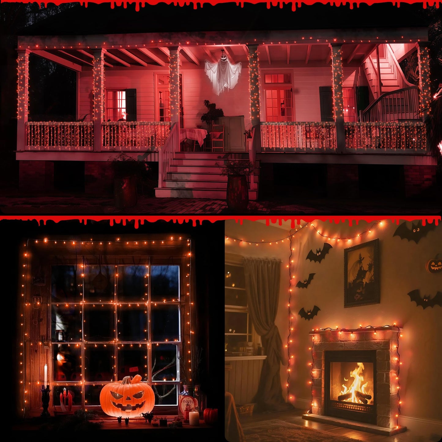 Wbao Halloween Lights 300Led 108Ft  Super Bright Led Orange String Lights With Ul Certified  8 Lighting Modes  Timer  Connectable  Memory & Waterproof For Indoor Outdoor Halloween Decor