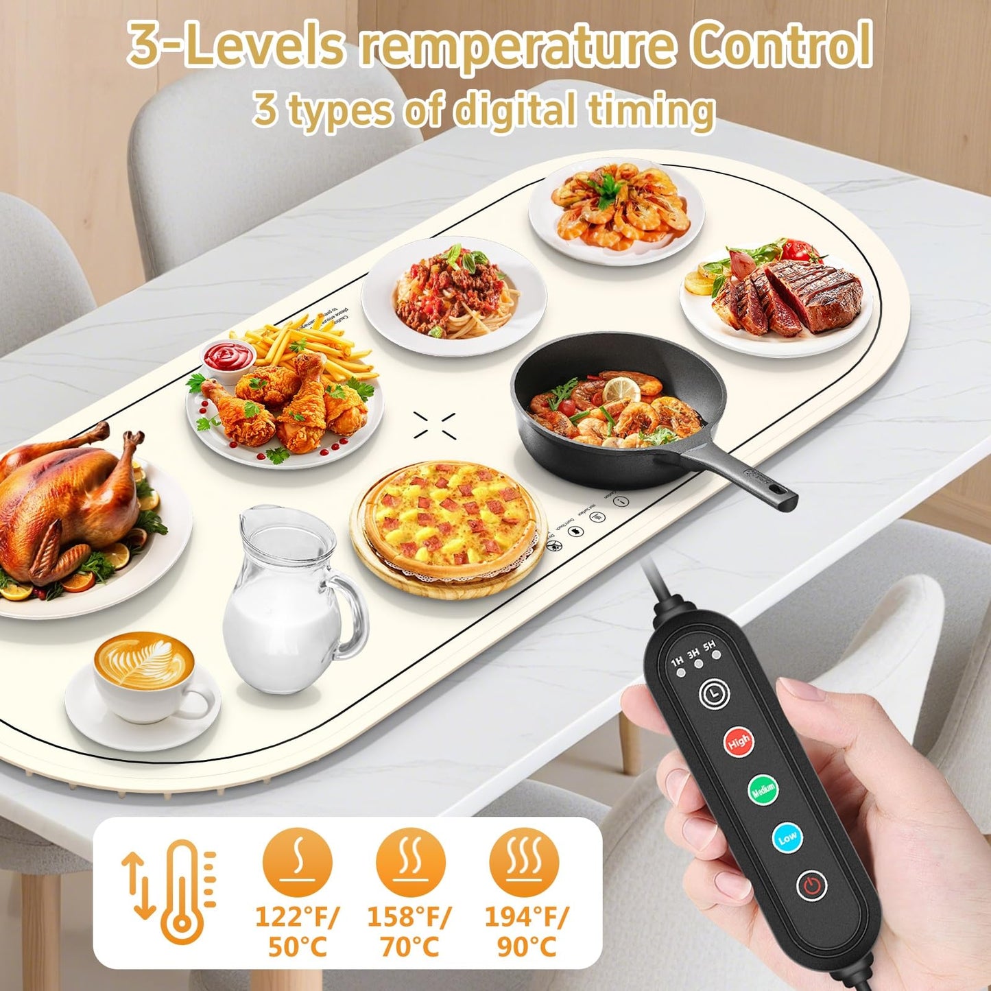 Warming Mat for Food Extra Large,36x16 Food Warming Mats for Countertop,Heating Mat for Food,Silicone Food Warmer Mat,Food Warmers for Parties Buffet,Warming Trays for buffets Party