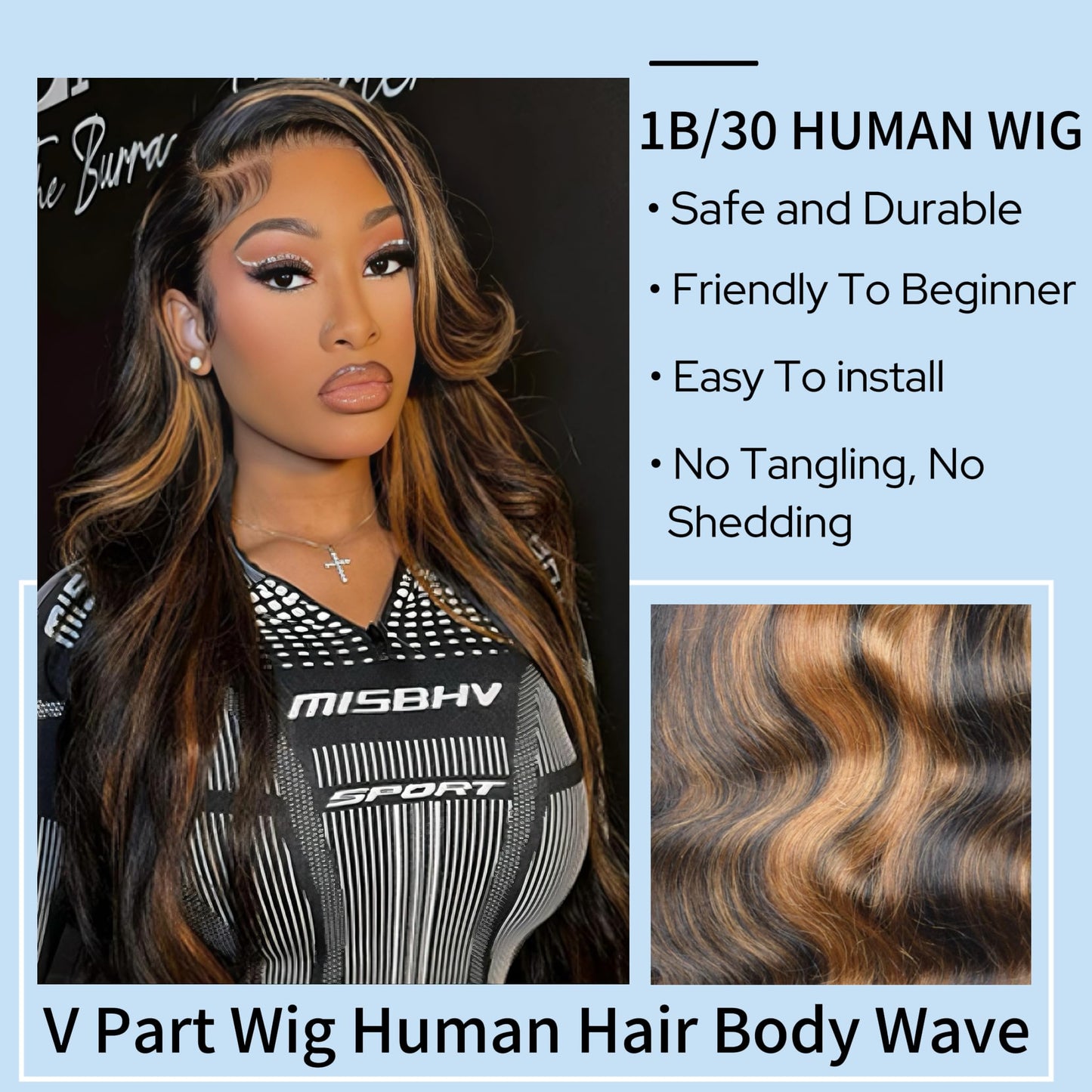 XSSXAKO V Part Wig Human Hair Body Wave Wig Upgradae Wigs Human Hair V Part Half Wigs for Black Women No Glueless No Leave Out B